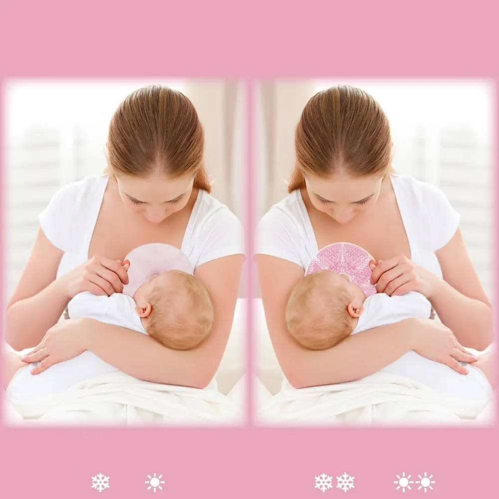 (1 pair) Ø14cm gel breast cooling pad cold / warm nursing compress with soft cushion cover - gray