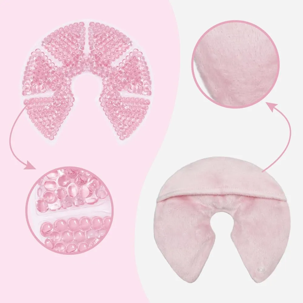 (1 pair) Ø14cm gel breast cooling pad cold / warm nursing compress with soft cushion cover - gray