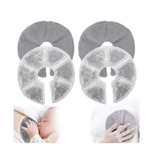 (1 pair) Ø14cm gel breast cooling pad cold / warm nursing compress with soft cushion cover - gray