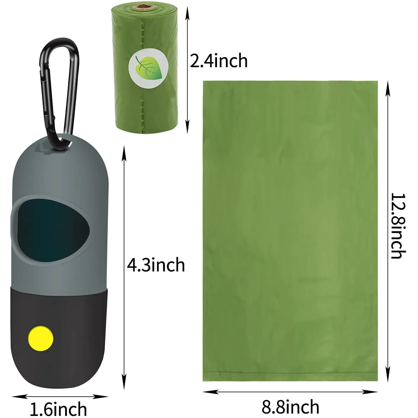 2-Pack: Dog Poop Bag Dispenser with Built-in LED Flashlight