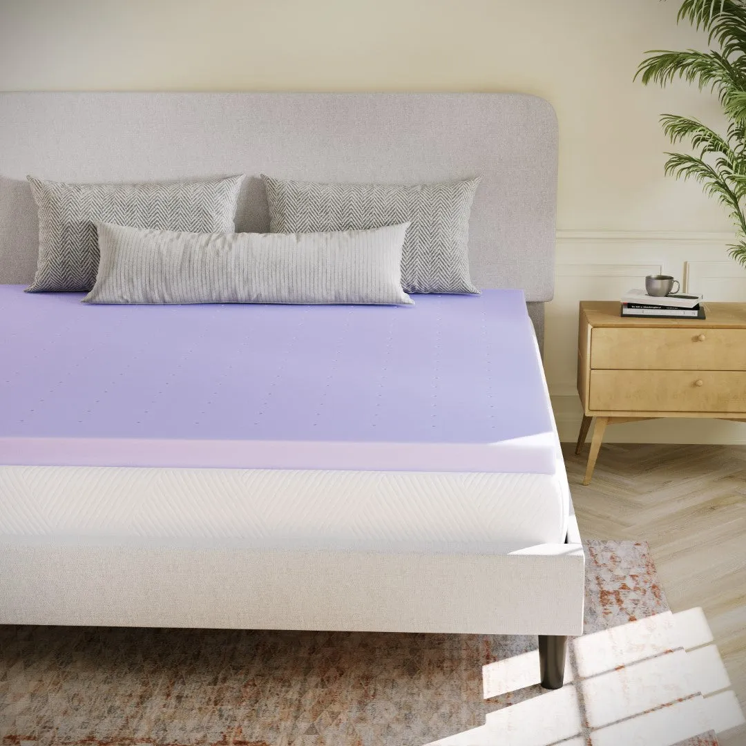 3 Inch Lavender Infused Full Memory Foam Mattress Topper with Ventilated Design and CertiPUR-US Certified Foam