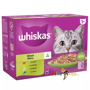 48 x 85g Whiskas Kitten Mixed Menu in Jelly 1  Adult Wet Food Pouches in Jelly