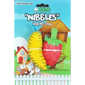 A &E Cages Nibbles Small Animal Loofah Chew Toy Banana Strawberry; 1ea