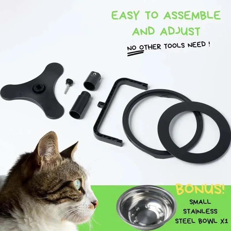 Adjustable Height Pet Feeder with Stainless Steel Bowls