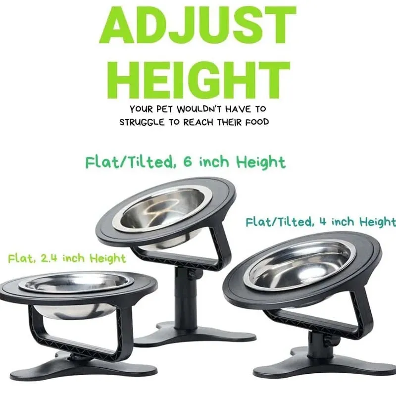 Adjustable Height Pet Feeder with Stainless Steel Bowls