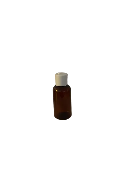 Amber 2 oz PET Bottle With White Cap or White Fine Mist Spray