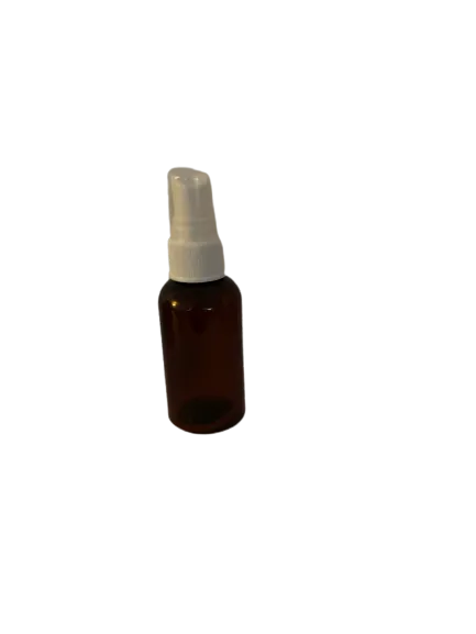 Amber 2 oz PET Bottle With White Cap or White Fine Mist Spray