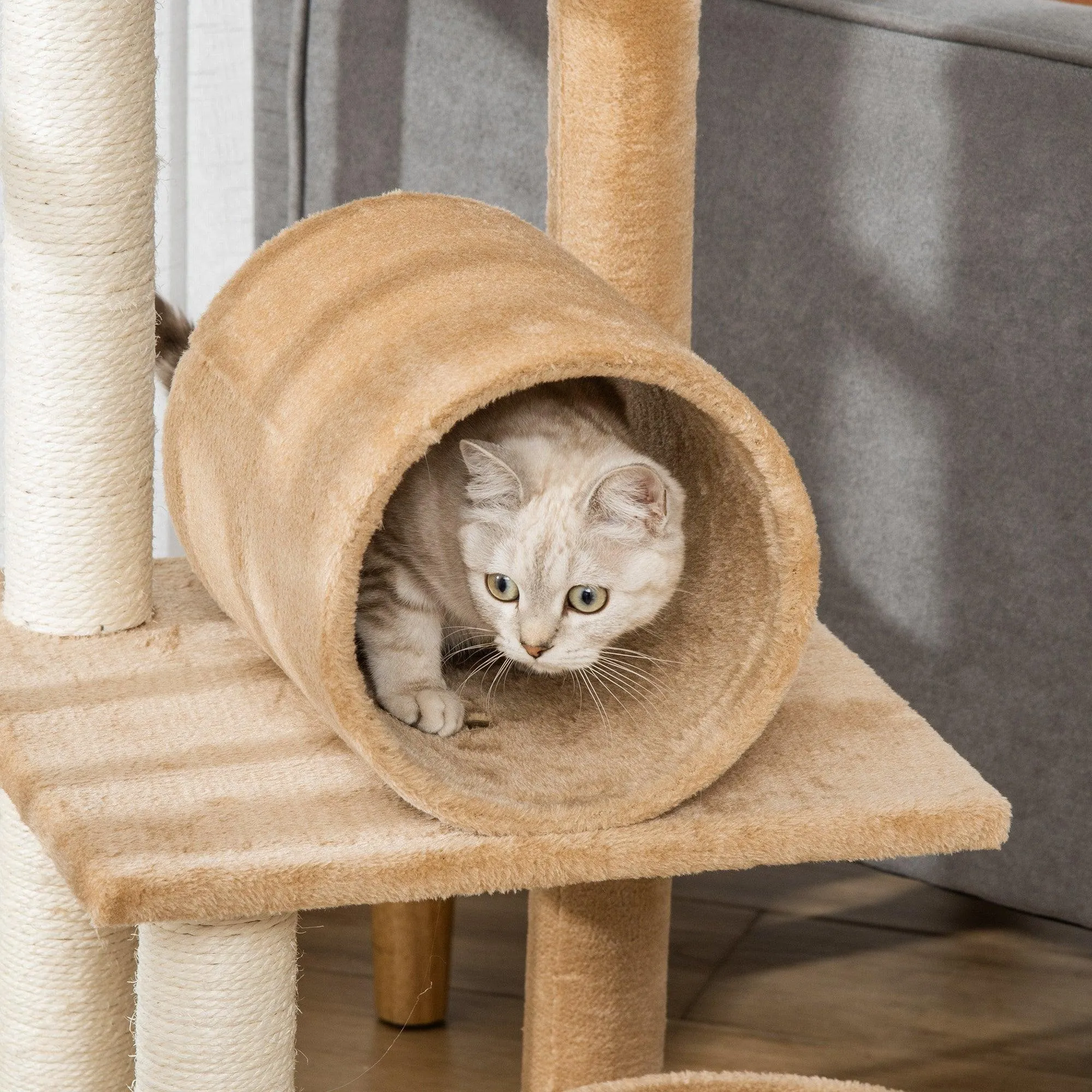 Cat Tree Tower Activity Center, 121cm - Light Brown