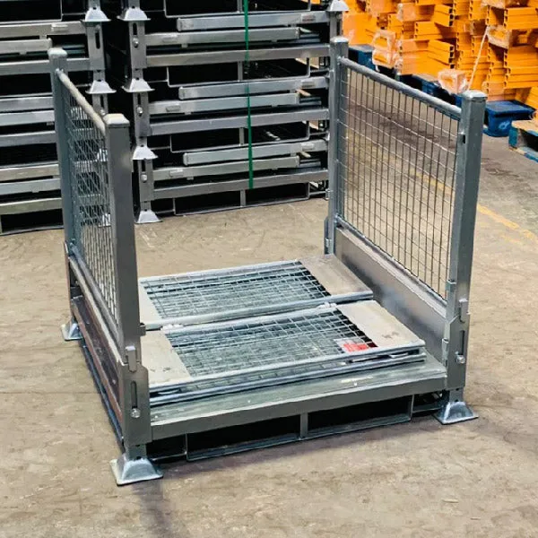 Collapsible Stillage Pallet Cage, Heavy Duty (1500KG) Capacity, Galvanised 1125w x 1125d x 1000h