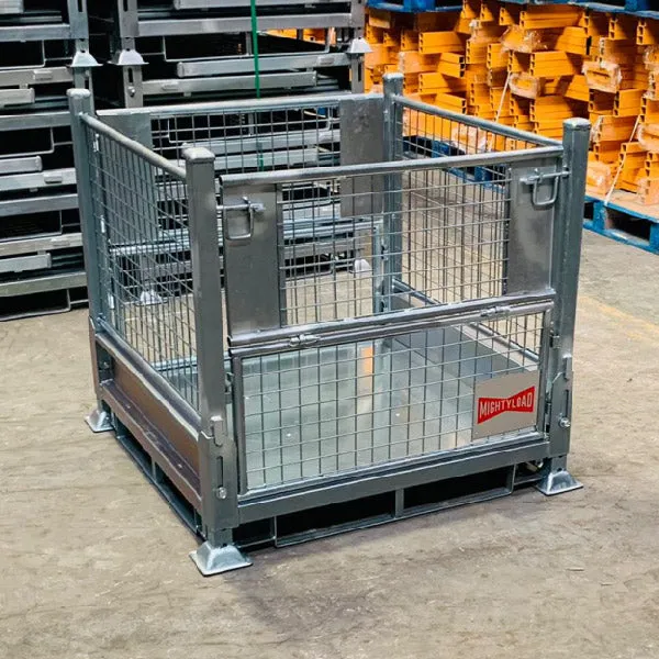 Collapsible Stillage Pallet Cage, Heavy Duty (1500KG) Capacity, Galvanised 1125w x 1125d x 1000h