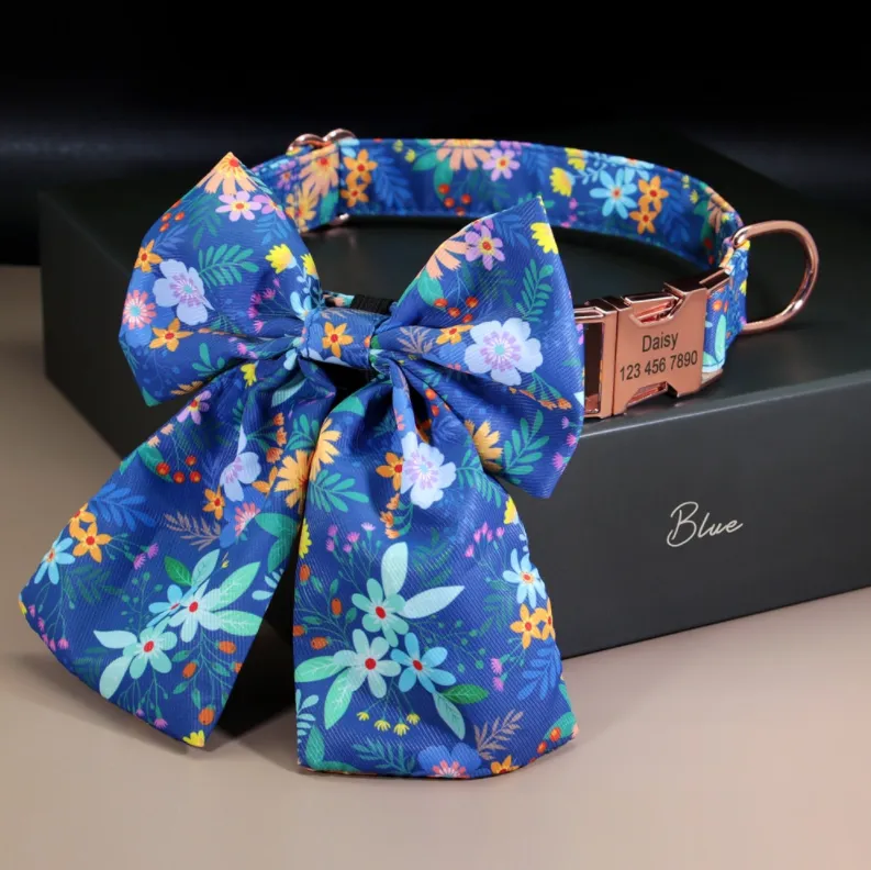 Floral Butterfly Collars for Wedding | Personalized Dog ID Collar