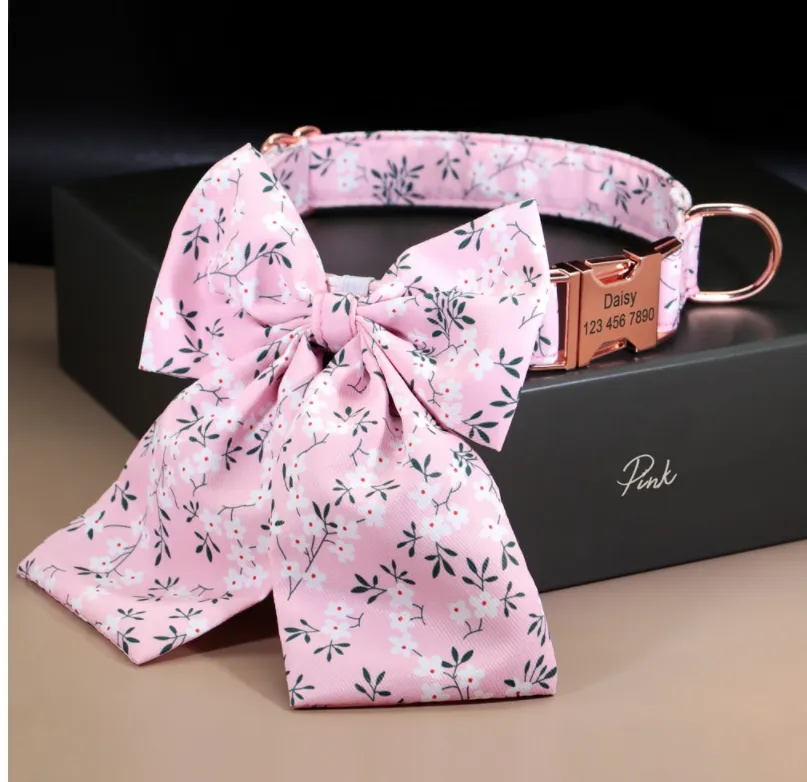 Floral Butterfly Collars for Wedding | Personalized Dog ID Collar