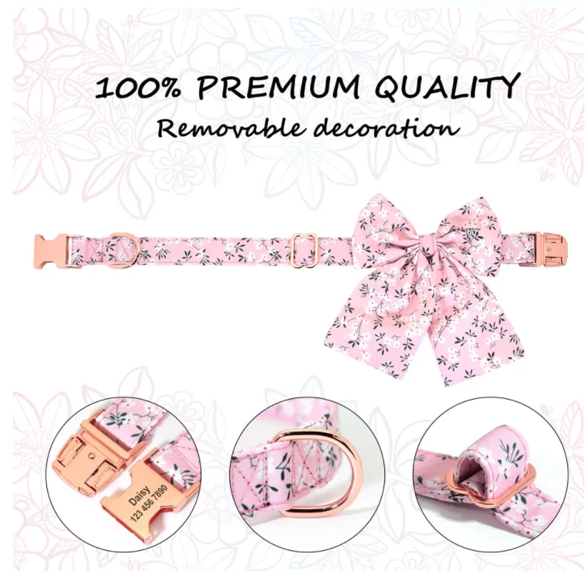 Floral Butterfly Collars for Wedding | Personalized Dog ID Collar