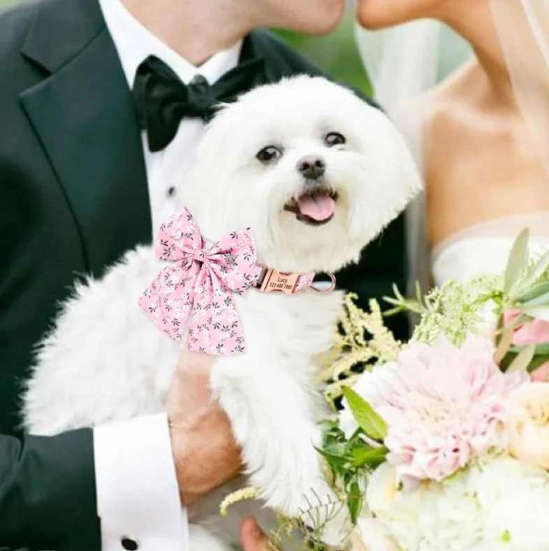 Floral Butterfly Collars for Wedding | Personalized Dog ID Collar