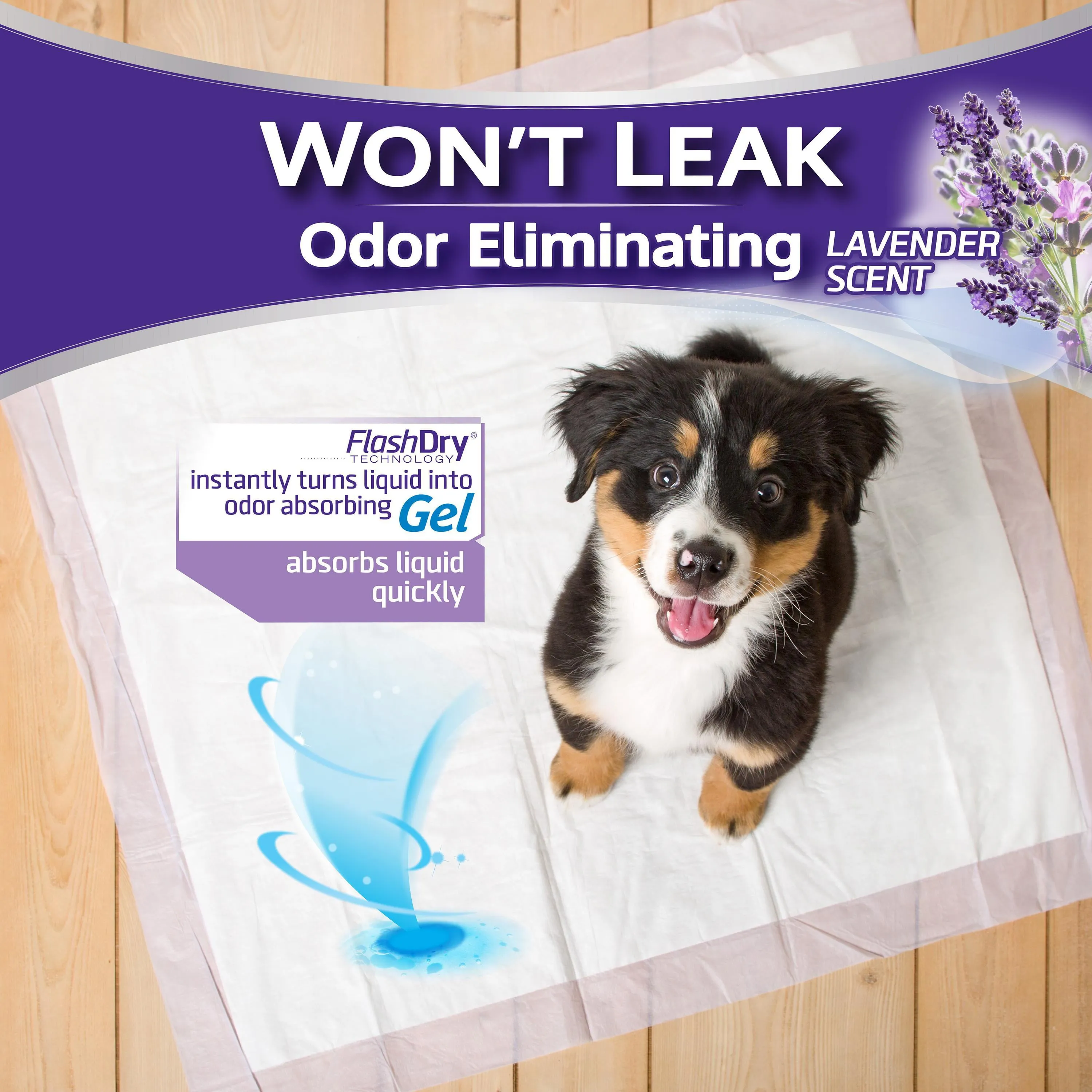 Hartz Home Protection Lavender Scent Odor-Eliminating Dog Pads, Regular Size, 21 in x 21 in, 50ct