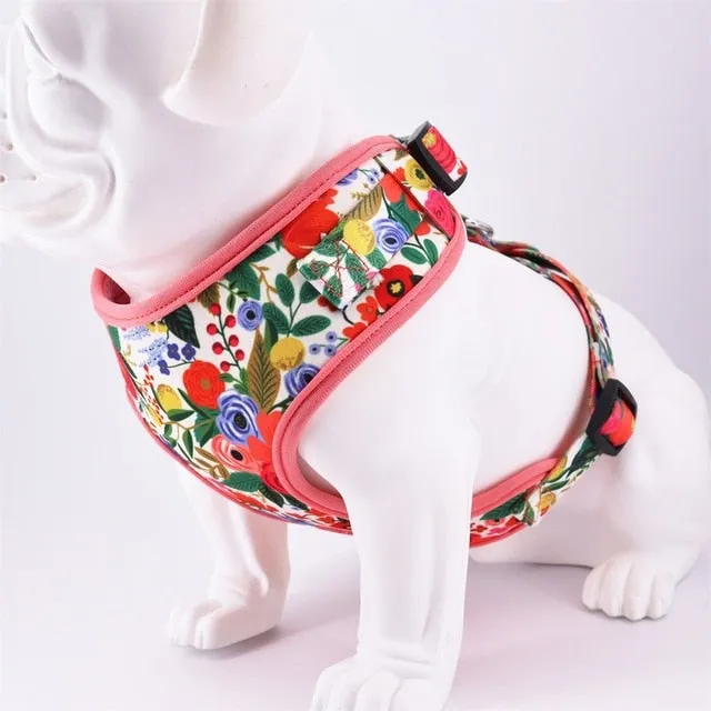 Magical Florals: Personalized SET: Bow And Flower Collar, Bandana, Harness And Leash