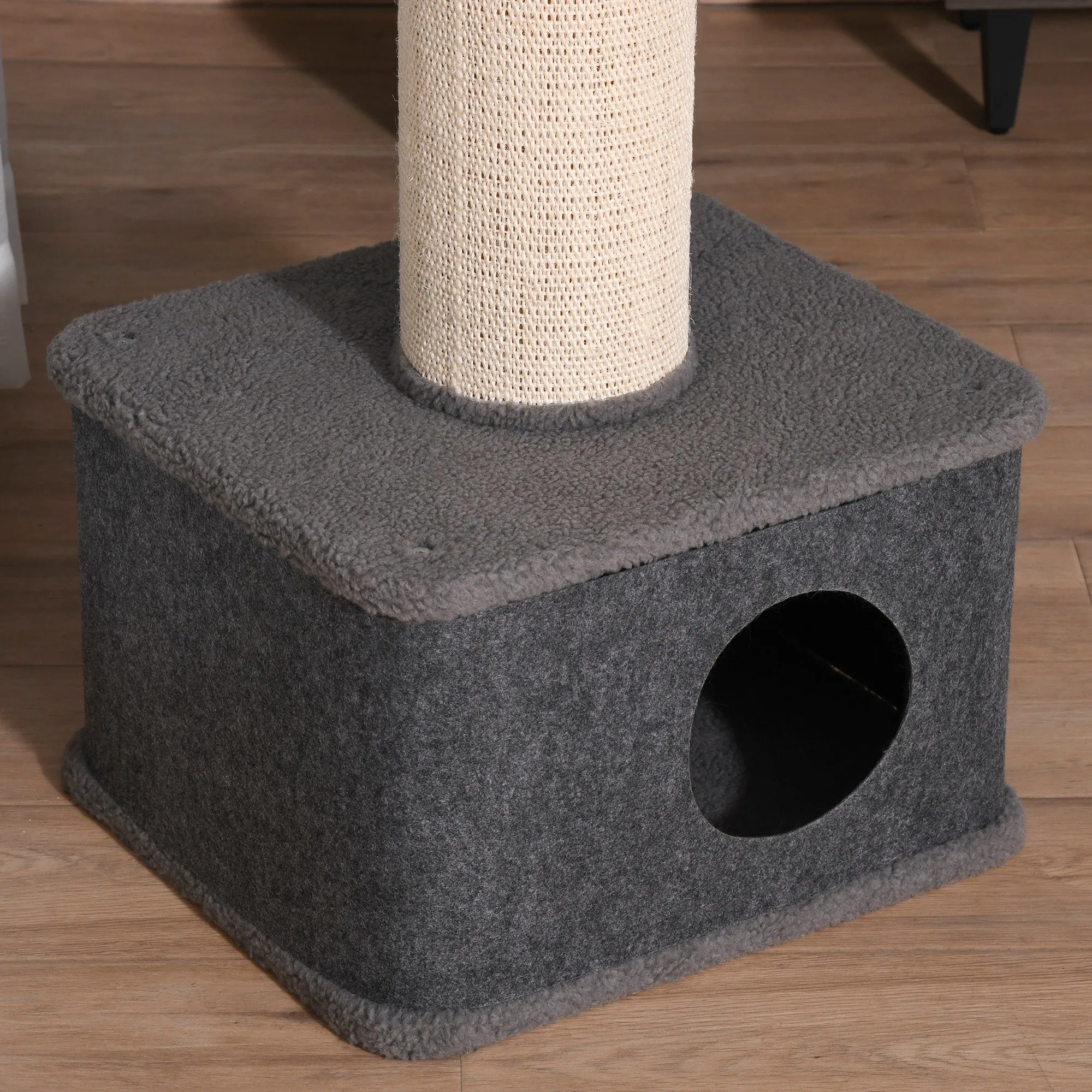 Multi-Level Cat Tower with Plush Perches, 96H cm - Grey