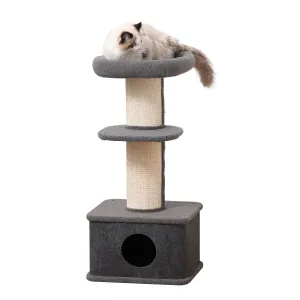 Multi-Level Cat Tower with Plush Perches, 96H cm - Grey