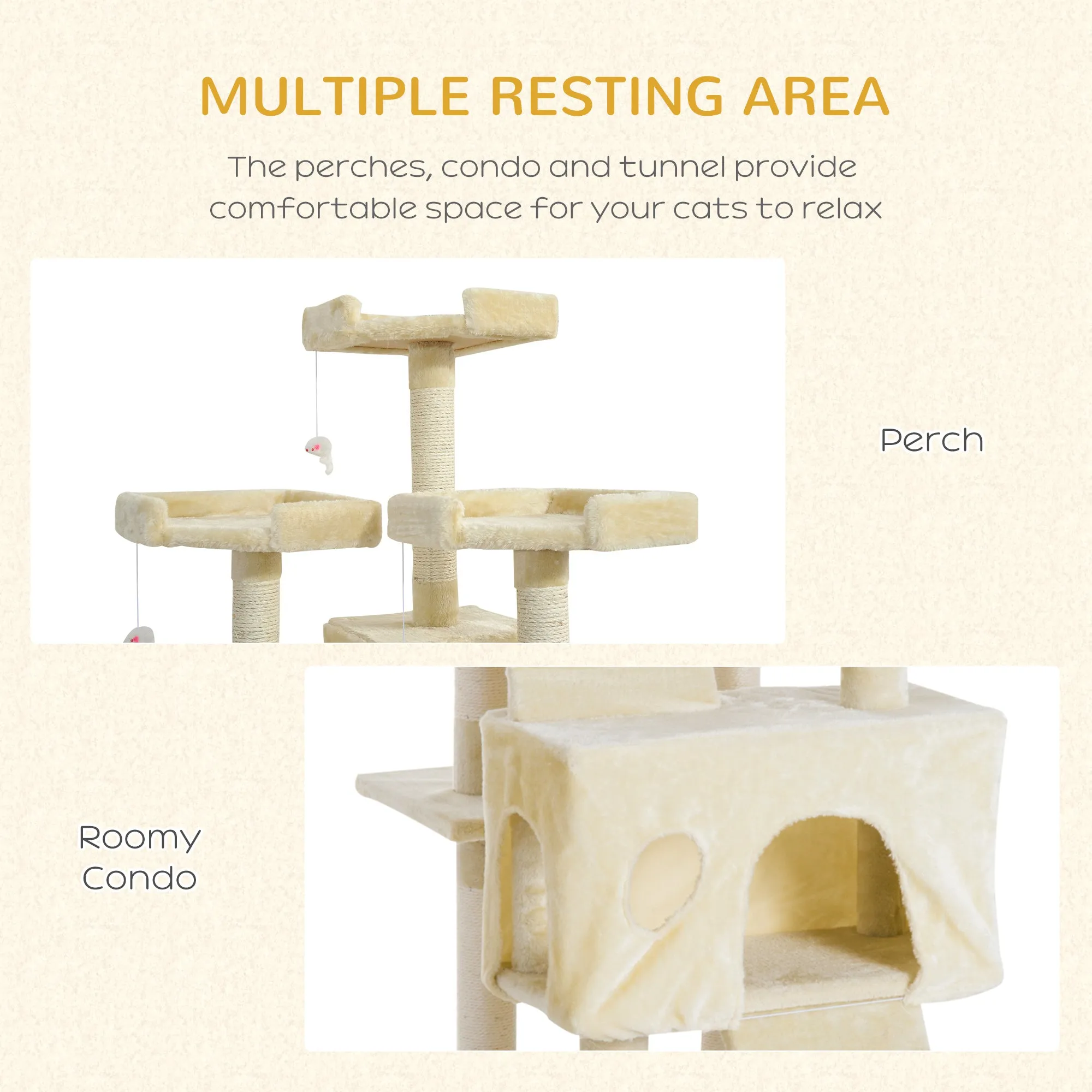 PawHut Condo Furniture Scratcher Post Pet Cat Tree Kitten Bed House Play Toy