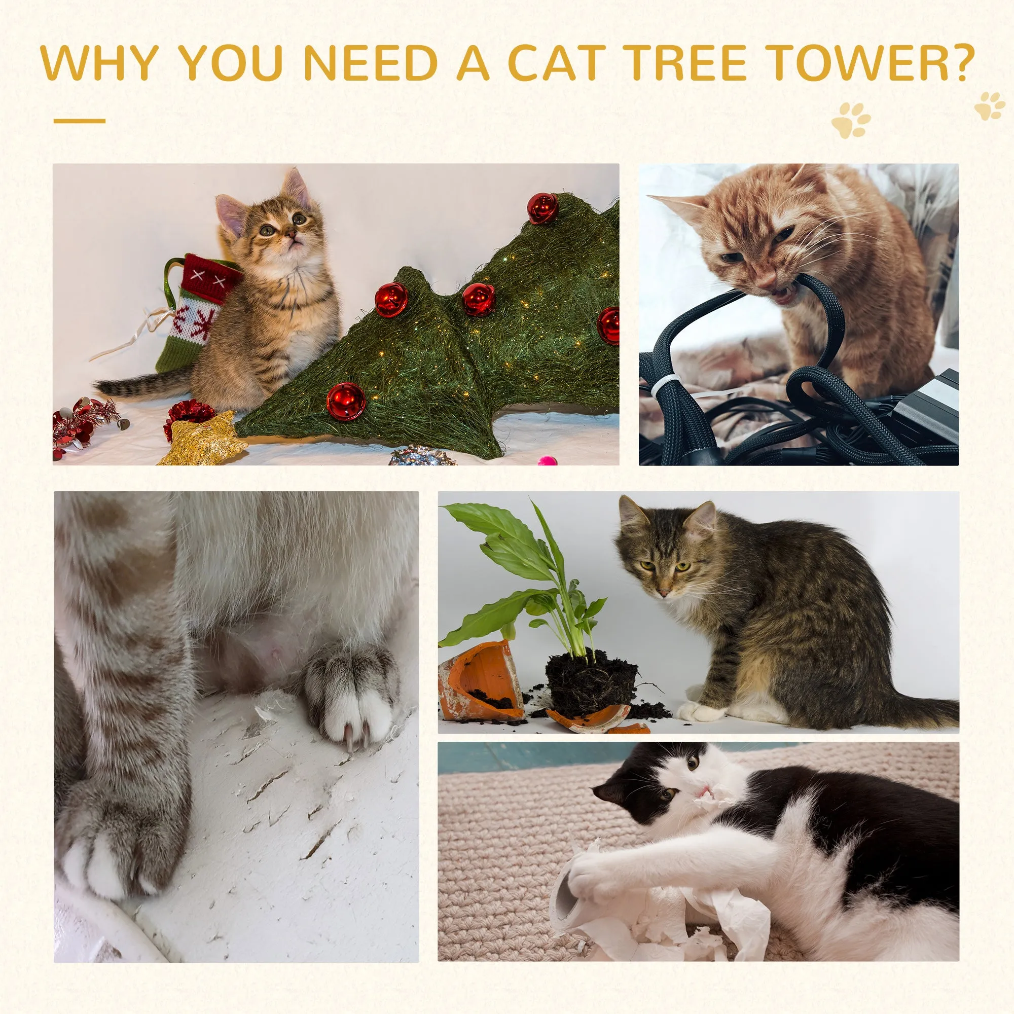 PawHut Condo Furniture Scratcher Post Pet Cat Tree Kitten Bed House Play Toy