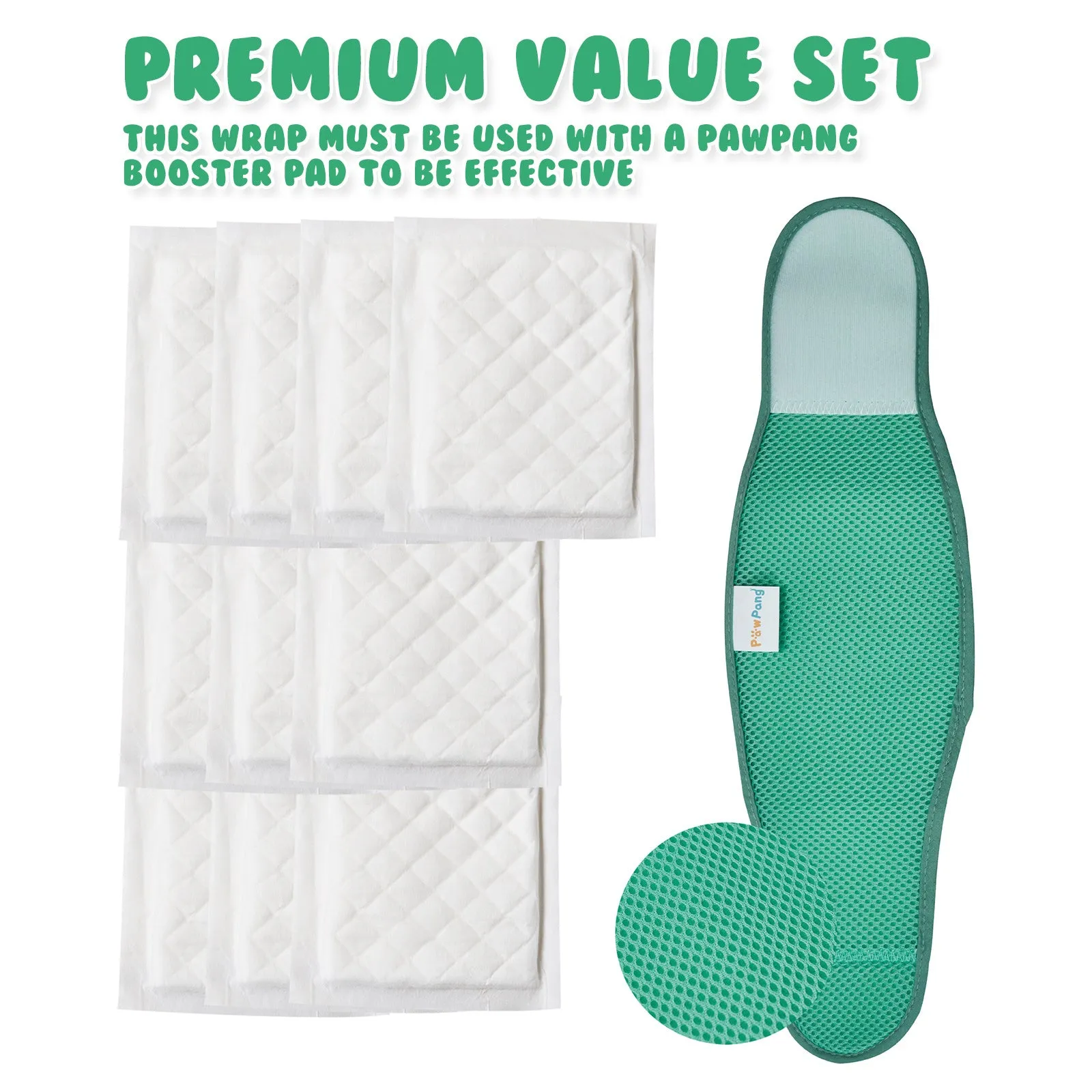 PawPang L Dog Wrap Reusable Male   10 Ct M Diaper Booster Pads Disposable