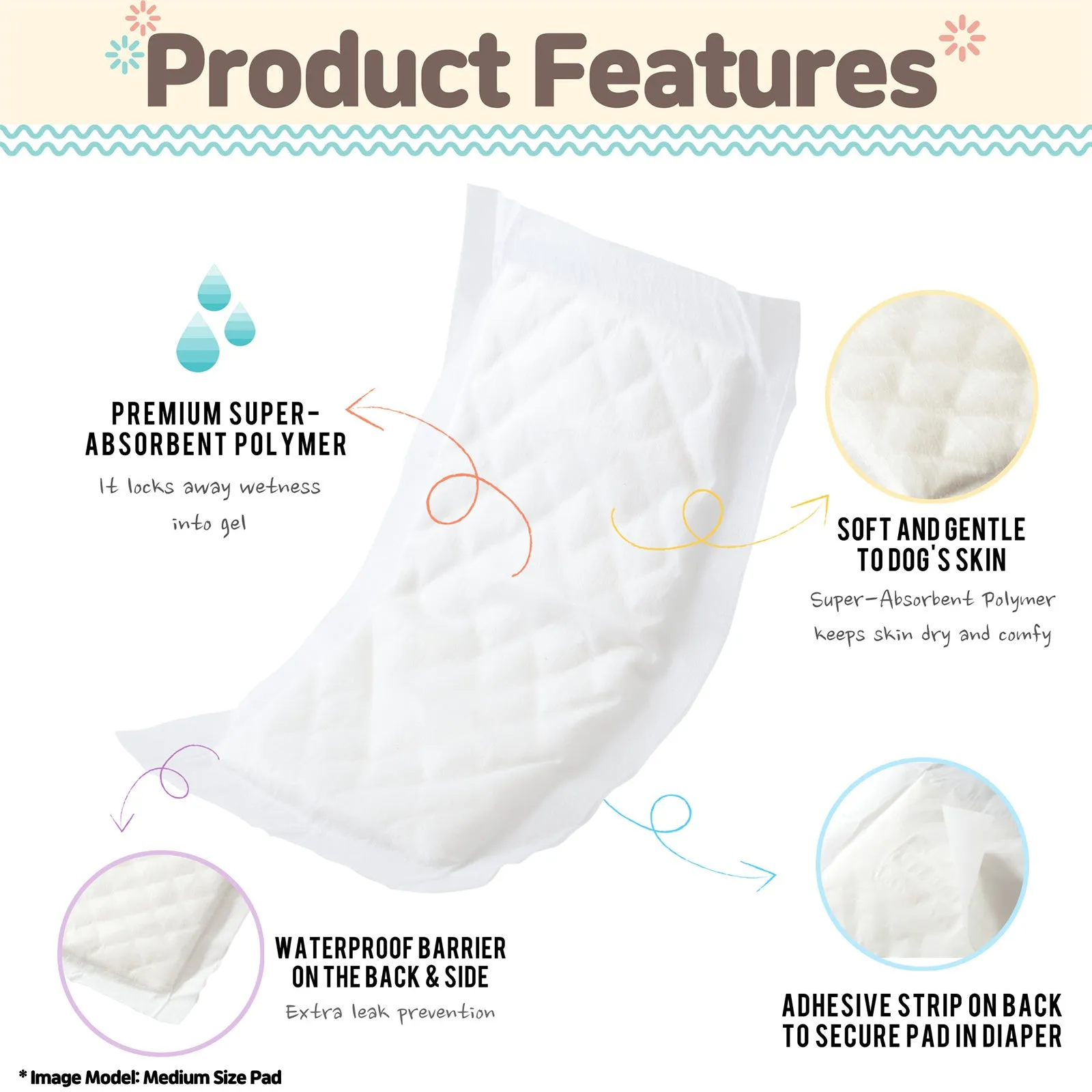 PawPang L Dog Wrap Reusable Male   10 Ct M Diaper Booster Pads Disposable