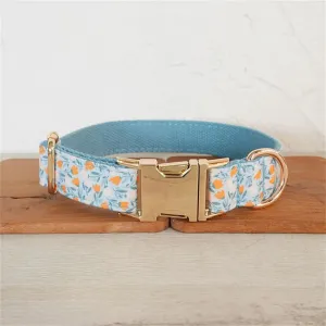 Personalized Dog Collar with Free Engraving | Matching Pet Leash Customized Metal Buckle, Blue Lilac Pet Collar
