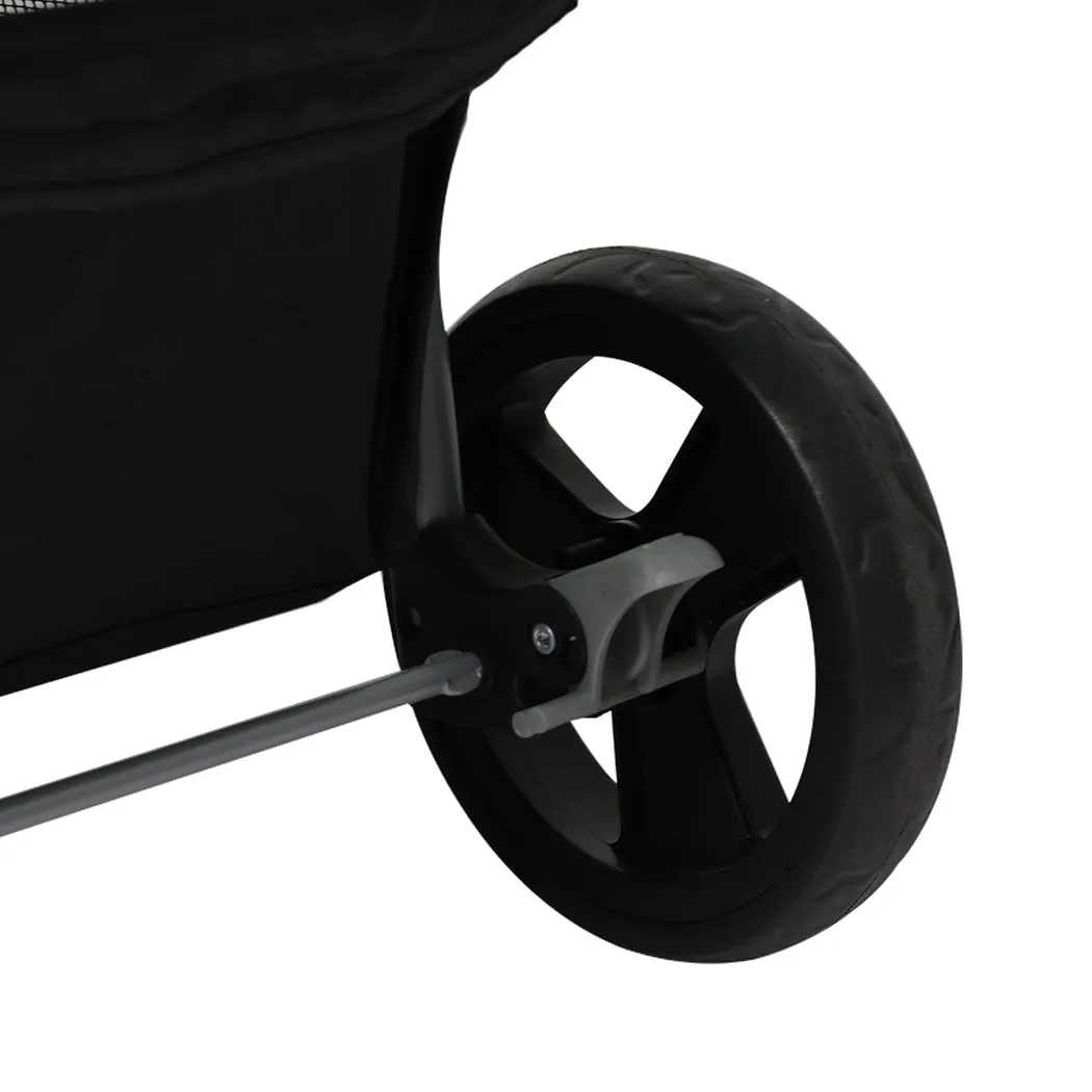 Pet Stroller 3 Wheels Dog Cat Cage Puppy Pushchair Travel Walk Carrier Pram - Black