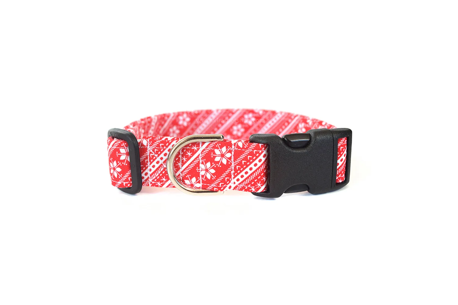 Red Nordic Stripe Winter Dog Collar
