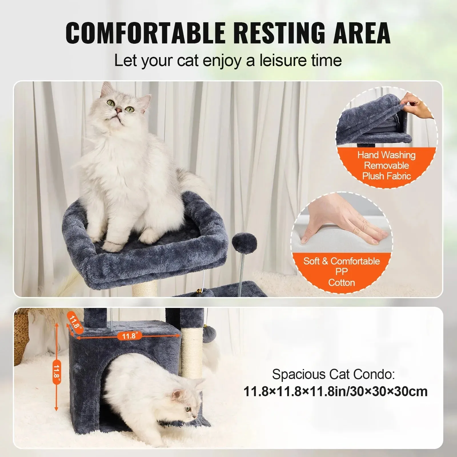 VEVOR 4-Tier Cat Tree with Scratch Post & Hammock