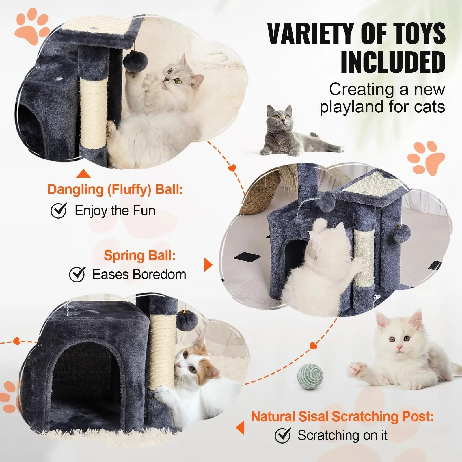 VEVOR 4-Tier Cat Tree with Scratch Post & Hammock