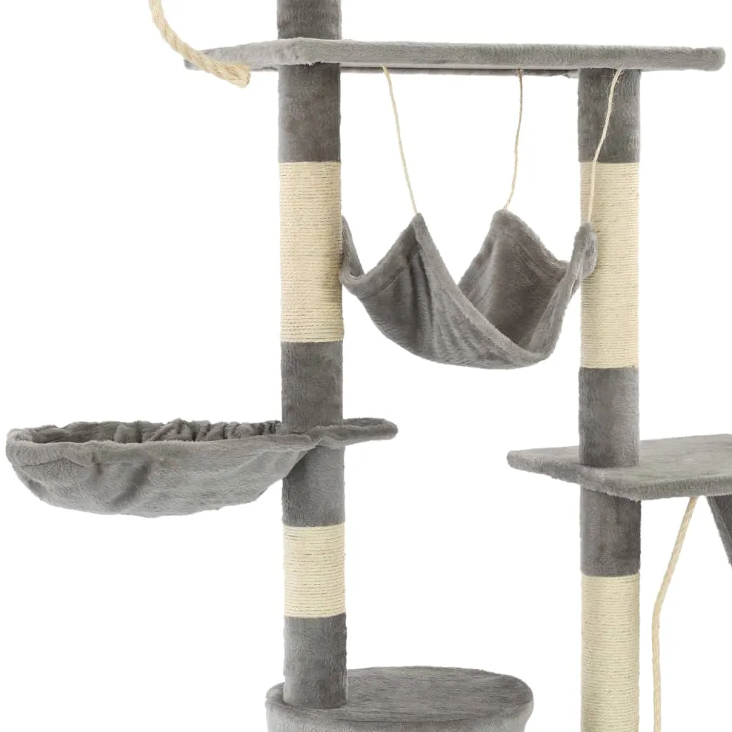 vidaXL Cat Tree with Sisal Scratching Posts 230-250 cm Grey