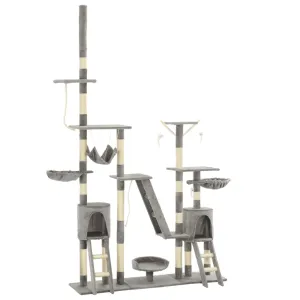 vidaXL Cat Tree with Sisal Scratching Posts 230-250 cm Grey