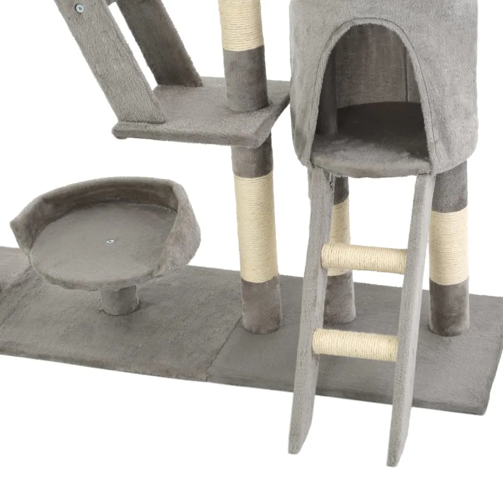 vidaXL Cat Tree with Sisal Scratching Posts 230-250 cm Grey