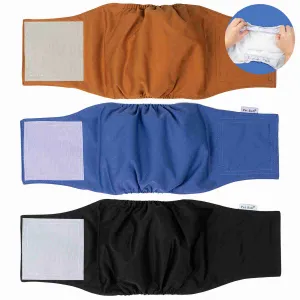 Washable Male Dog Diapers, Reusable Doggy Diapers, 3 Pack (Pure)