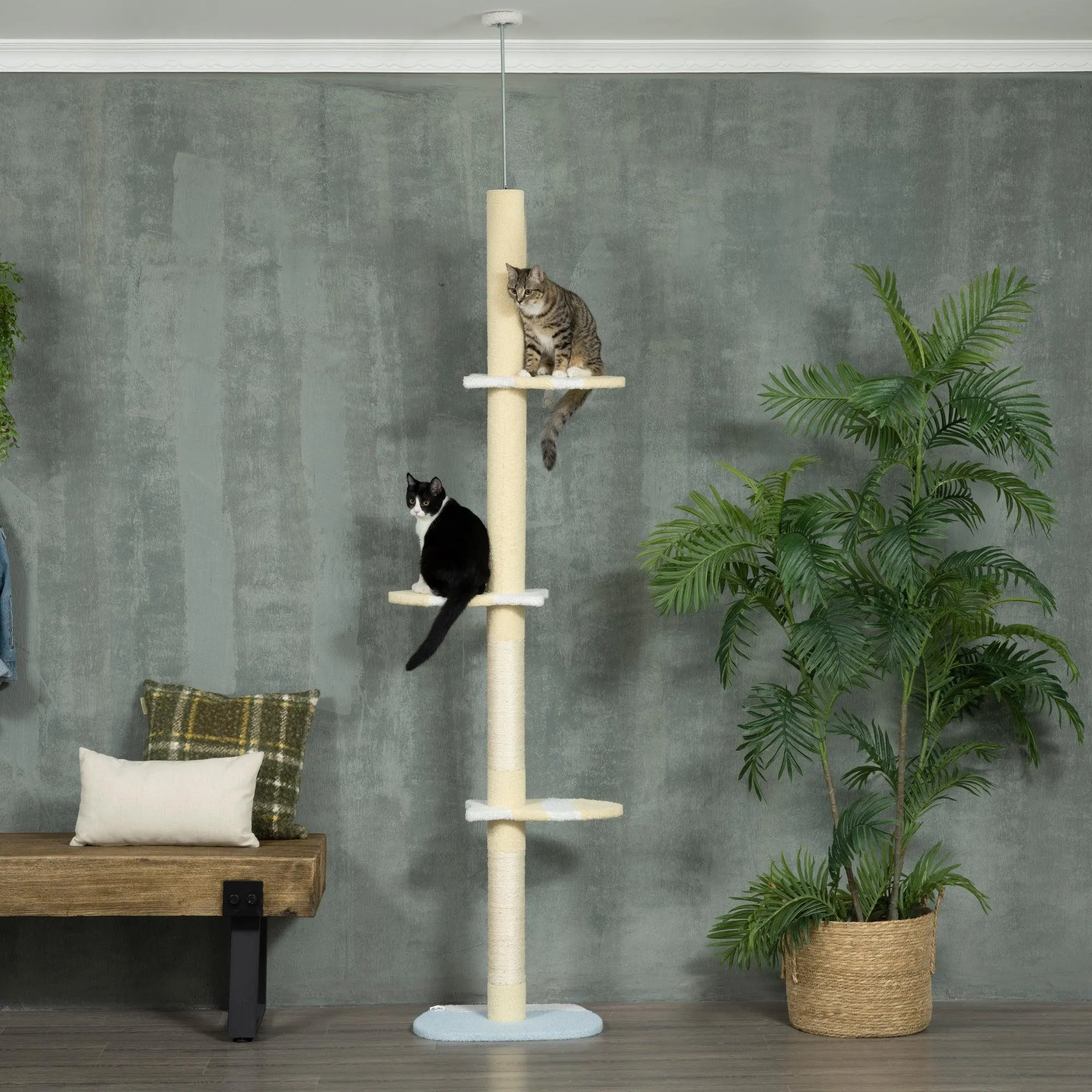 Yellow Cat Tower with Adjustable Height
