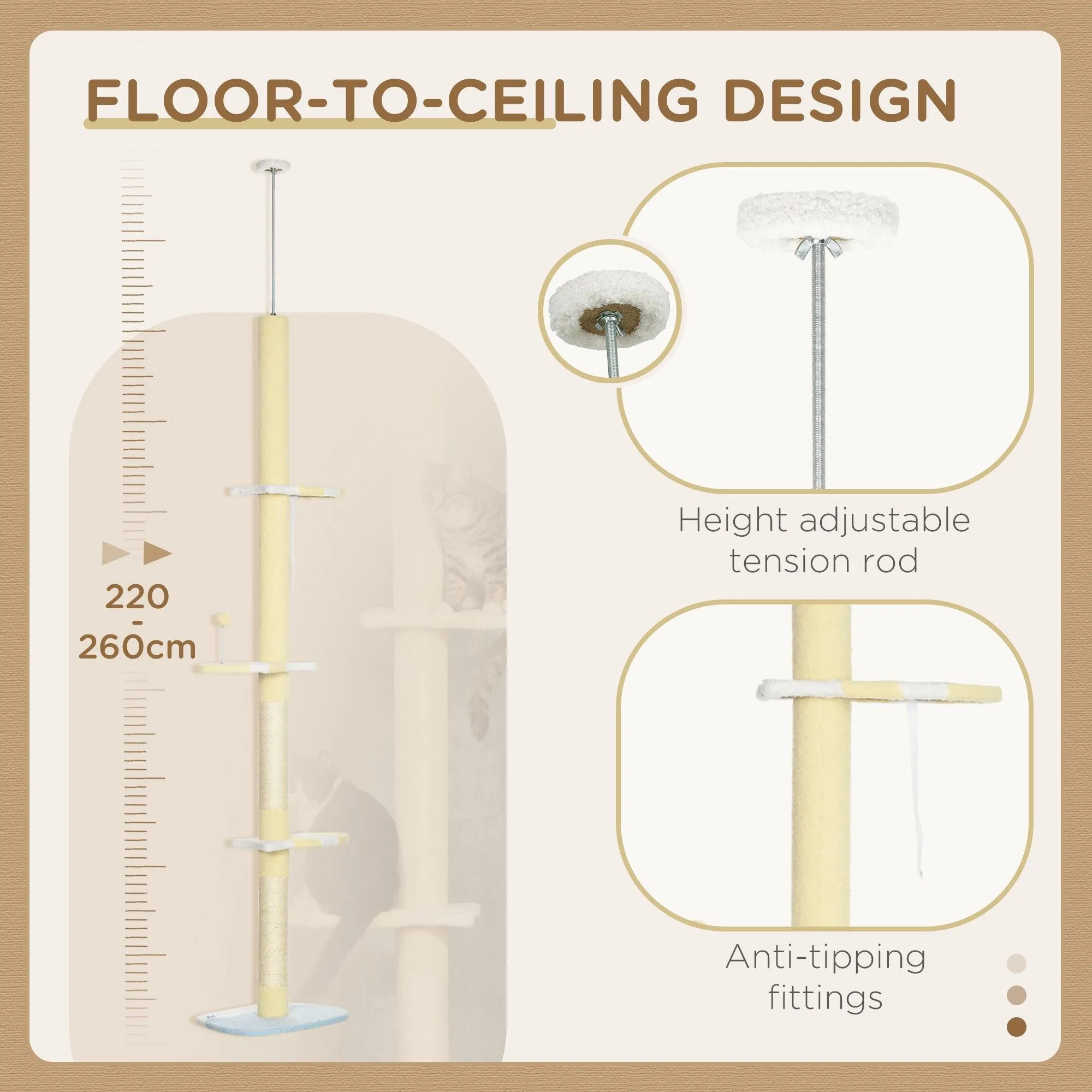 Yellow Cat Tower with Adjustable Height