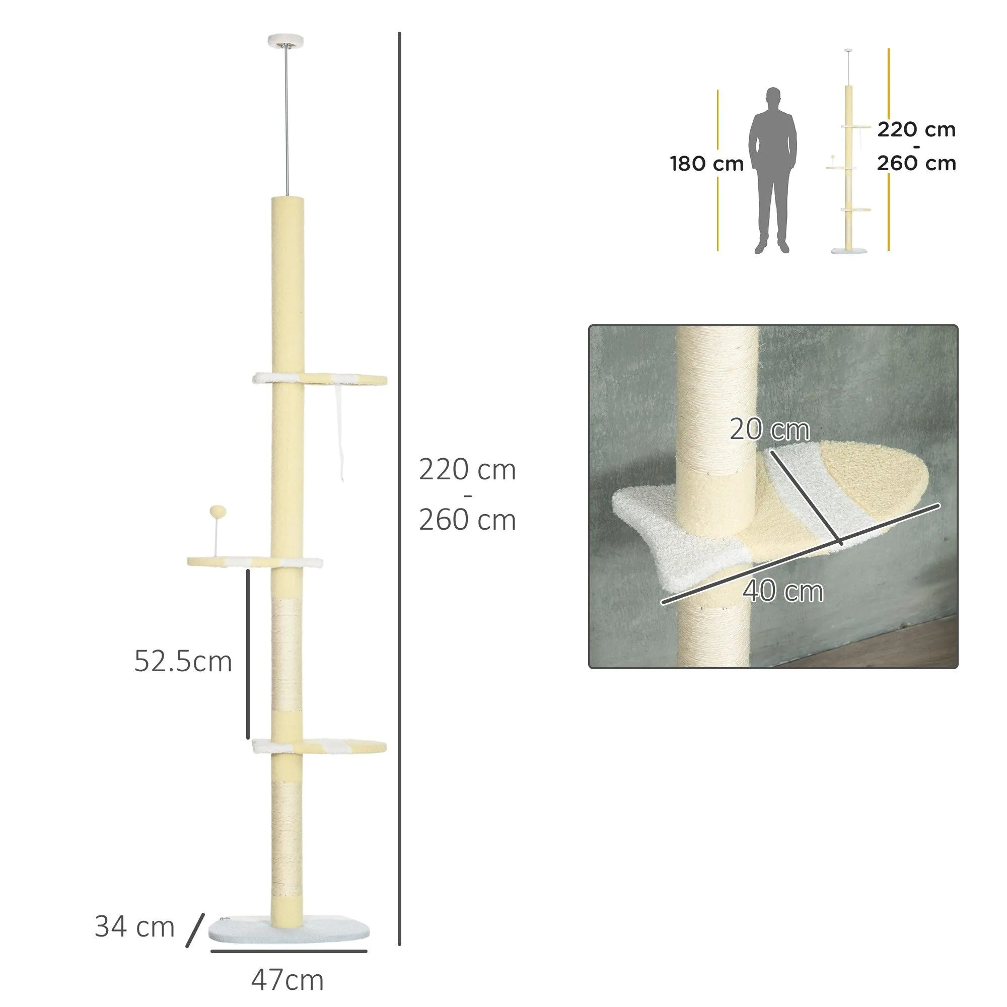 Yellow Cat Tower with Adjustable Height